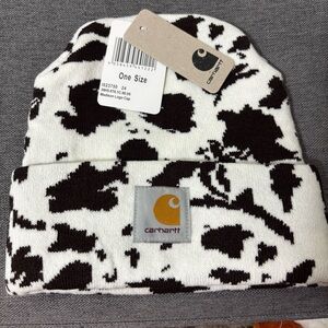 NWT Carhartt Rare Cow-Print Beanie Hat - White & Black